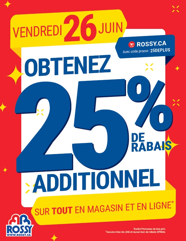 Obtenez 25% de rabais sur le site complet !