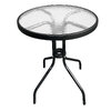Glass-topped round steel table - 2