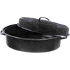 Henlé Pro - Black oval-shaped enamel roaster with lid, 18 lbs - 2