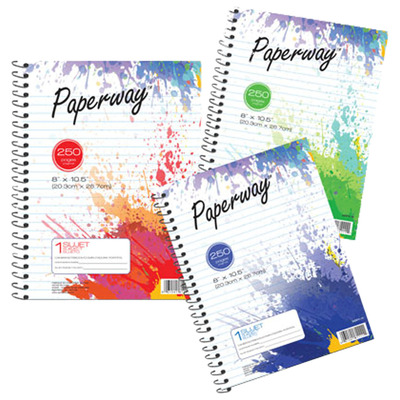 3 subject notebook, 300 pages, assorted c         olors