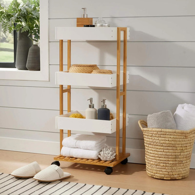 4-tier bamboo storage trolley