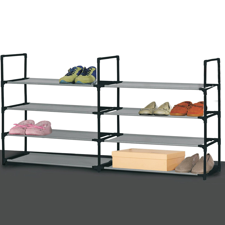4-tier stackable metal shoe rack - 24 pairs
