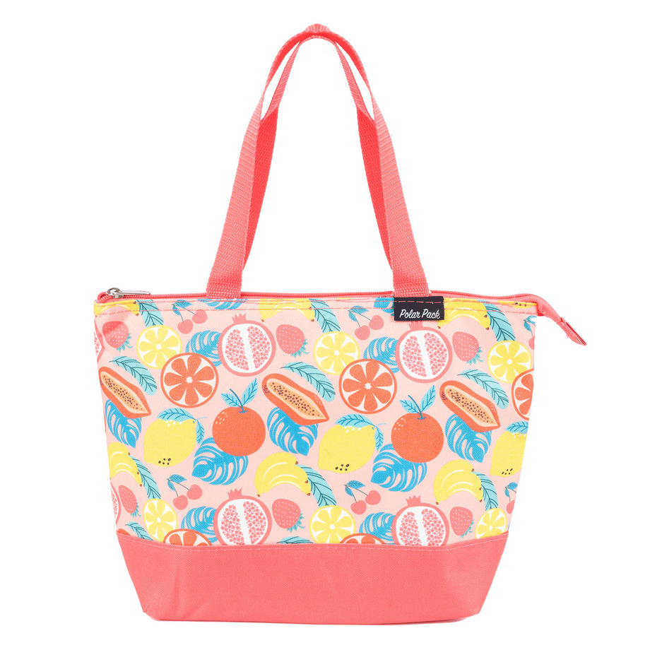 6-can Oxford fabric portable tote cooler - Tropical fruits