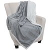 Super soft chevron throw with sherpa backing, 50"x60", grey