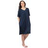 Women's midi caftan nightdress, navy polka dots, large (L) - 4
