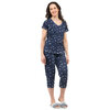 Printed 2-piece capri pajama set, blue hearts, extra large (XL) - 3