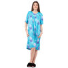 Women's midi caftan nightdress, aqua floral, large (L)