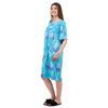 Women's midi caftan nightdress, aqua floral, large (L) - 2