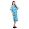 Women's midi caftan nightdress, aqua floral, large (L) - 3