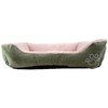 Faux suede, rectangular pet bed, medium, green & blush - 2