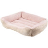 Faux suede, rectangular pet bed, medium, tan & blush