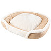 Faux suede, square pet bed with memory foam,medium, tan & white