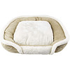 Faux suede, square pet bed with memory foam,medium, tan & white - 3