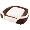Faux suede, square pet bed with memory foam,medium, brown & white