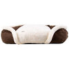 Faux suede, square pet bed with memory foam,medium, brown & white - 2