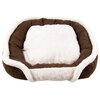 Faux suede, square pet bed with memory foam,medium, brown & white - 3