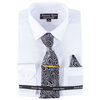 Antonio Rossi - Chemise pour hommes en boîte avec cravate, pince à cravate et mouchoir, chemise blanche, 14-14.5