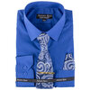 Antonio Rossi - Men's boxed dress shirt with tie, tie clip and hankerchief, blue shirt, 16-16.5
