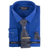 Antonio Rossi - Men's boxed dress shirt with tie, tie clip and hankerchief, blue shirt, 17-17.5
