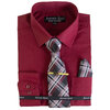 Antonio Rossi - Men's boxed dress shirt with tie, tie clip and hankerchief, burgundy shirt, 14-14.5