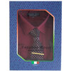 Antonio Rossi - Chemise pour hommes en boîte avec cravate, pince à cravate et mouchoir, chemise bourgogne, 16-16.5 - 2