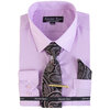 Antonio Rossi - Chemise pour hommes en boîte avec cravate, pince à cravate et mouchoir, chemise lavande, 16-16.5