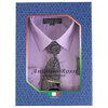 Antonio Rossi - Chemise pour hommes en boîte avec cravate, pince à cravate et mouchoir, chemise lavande, 16-16.5 - 2