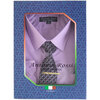Antonio Rossi - Chemise pour hommes en boîte avec cravate, pince à cravate et mouchoir, chemise lavande, 17-17.5 - 2