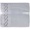 Mercure, ens. de draps avec détail hélix brodé, lit double, gris - 3