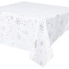 Collection Elegance, nappe en tissu pour les fêtes de Noël, flocons de neige et tourbillons imprimés en feuille, 60"x84", blanc