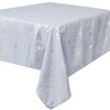 Elegance Collection, Christmas holiday fabric tablecloth, foil printed snowflakes and swirls, 54"x72", grey