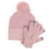 Rhinestone detail hat & glove set, blush