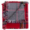 Reversible plaid print blanket scarf with soft frayed ends, red