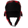 Snötek - Red plaid fleece aviator hat with sherling trim and faux fur lining - 2