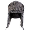 Fleece aviator hat with faux fur lining & trims, grey - 2