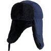 Nylon aviator hat with faux fur lining & trims, navy