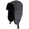 Wool tweed aviator hat with faux fur lining & trims, grey