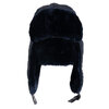Wool tweed aviator hat with faux fur lining & trims, navy - 2