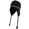 Wool rib knit helmet toque with microfleece lining, black