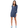Blue Hearts long sleeve v-neck sleepshirt with snap button detail, small (S)