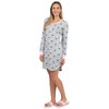 Pink Hearts long sleeve v-neck sleepshirt with snap button detail, extra large (XL) - 2