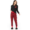 Ens. de pyjama en jersey extensible, bas et détail de poche plaquée à carreaux rouges, grand (G)