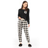 Stretch jersey PJ set, off white buffalo plaid bottom and patch pocket detail, extra large (XL) - 2
