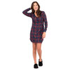 Soft touch, long sleeve v-neck sleepshirt with snap button detail, blue plaid, extra large (XL)