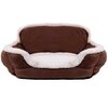 Faux suede, square pet bed, medium, brown & white