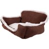 Faux suede, square pet bed, medium, brown & white - 2