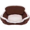 Faux suede, square pet bed, medium, brown & white - 3
