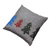 Decorative printed cushion, mutlicolored Christmas trees, 18"x18"