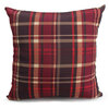 Printed decorative cushion with plaid trees front and matching plaid back, 18"x18", red - 2