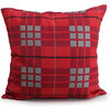 Printed decorative cushion with moose silhouette front and matching plaid back, 18"x18", red - 2